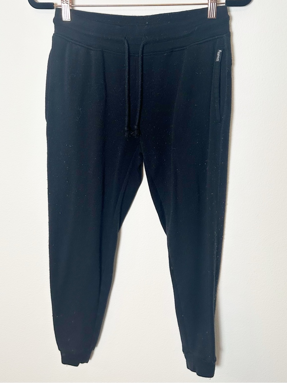 Woolly 100% Merino Wool Jogger Sweatpants Black Extra Small